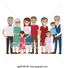 Vector Art - Multi-generation family colourful photo on ...