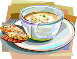 Cup of Soup With Bread - Royalty Free Clipart Picture