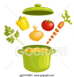 Drawing - Vegetable soup with ingredients. Clipart Drawing ...
