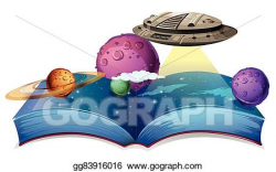 EPS Illustration - Book of astronomy with spaceship in ...