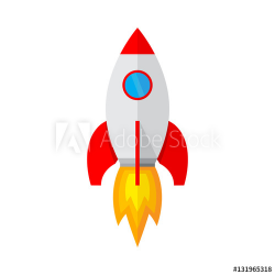 Spaceship icon in flat design. Vector illustration. - Buy ...