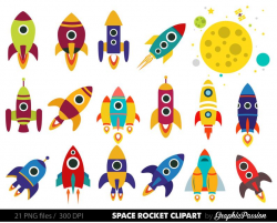 Retro Rockets Clip Art Clipart, Spaceship Rocketship Space Rocket Ship  Clipart Clip Art Vectors - Commercial and Personal Use