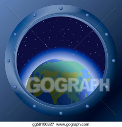 Vector Clipart - Window with planets mother earth. Vector ...
