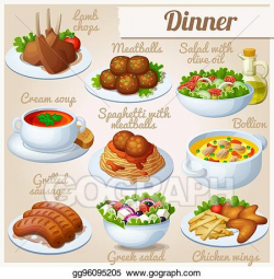 Vector Clipart - Set of food icons. dinner. Vector ...