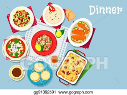 Vector Art - Seafood and pasta dishes icon for food design ...
