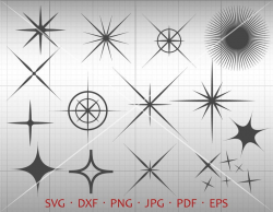 Shine SVG, Sparkle Clipart Vector Stars DXF Silhouette Cricut Cut Files  Commercial Use