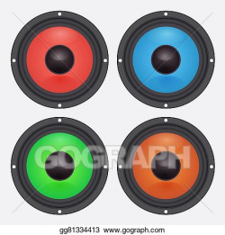 Vector Illustration - Four colorful audio speakers. car ...