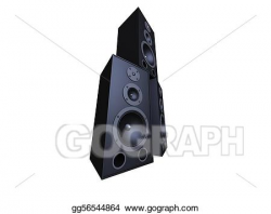 Drawing - Black speakers. Clipart Drawing gg56544864 - GoGraph