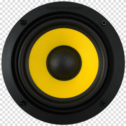 Round black and yellow subwoofer, Loudspeaker Subwoofer ...