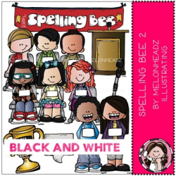 Spelling Bee clip art - Set 2 - BLACK AND WHITE - by Melonheadz