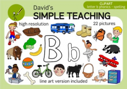Letter B phonics - spelling clipart with free preview