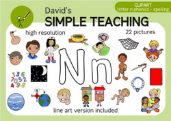 Letter N phonics - spelling clipart with free preview