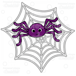 Cute Spider in Spiderweb SVG Cut File & Clipart