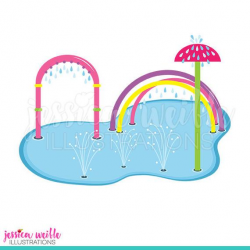 Pink Splash Pad Clip Art, Cute Digital Clipart, Water Park ...
