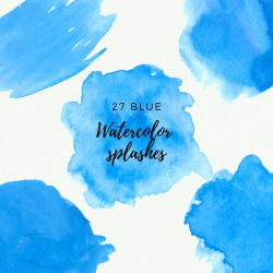 Blue Watercolor splash clipart, Light Blue watercolor brush strokes,  Watercolor splotches, Instant download, Logo watercolor elements