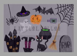 Halloween birthday, Halloween party, Halloween clipart, spooky clipart,  pumpkin clipart, fall clipart, spider clipart, cat clipart