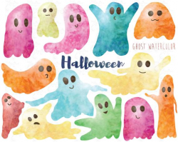 Halloween Ghost ClipArt, Watercolor Halloween, Ghost, Scary ...