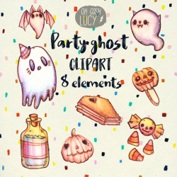 Watecolor Ghost Clipart, Handmade Spooky Party Ghost, Cute Ghost, Instant  Download
