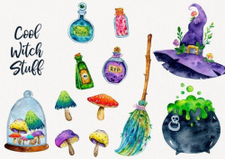 Halloween Watercolor Clipart Spooky clipart Scary Clipart ...