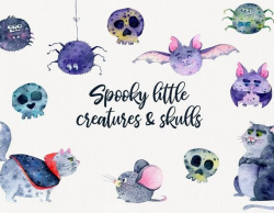 Halloween Watercolor Clipart Spooky clipart Scary Clipart ...