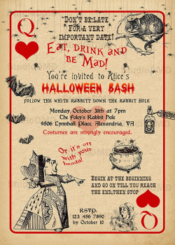 Alice in Wonderland Halloween Invitation, Spooky Halloween ...