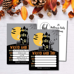 25 Haunted House Halloween Party Invitation Cards for Kids Adults, Vintage  Birthday or Wedding Bridal Baby Shower Paper Invites, Scary Costume Dress  ...