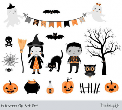 Halloween clipart for kids, Cute Halloween clipart, Girl ...