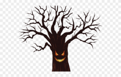Library Clipart Spooky - Scary Tree Silhouette Halloween ...