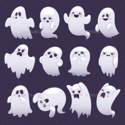 Cartoon spooky Ghost character vector set. Spooky and scary ...