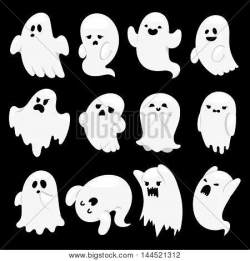 Cartoon spooky Ghost character vector set. Spooky and scary ...