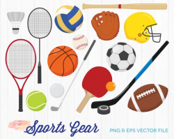 BUY 2 GET 1 FREE Sports clipart - sports clip art - sports gear clipart -  sports equipment baseball football basketball - commercial use ok