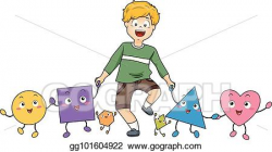 Vector Clipart - Kid boy mascot shapes friends illustration ...