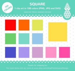 100 Colors Clip Art: Square, Rainbow Squares, Planner ...