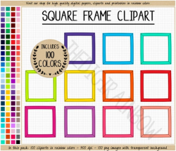 SALE 100 square frame clipart rainbow frame stickers printable photo frame  scrapbooking square planner sticker bright Erin Condren printable