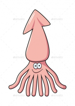 Cartoon Pink Squid With Shy Smile | Fonts-logos-icons in ...