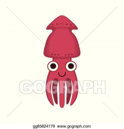 Vector Stock - Squid simple cartoon character. Stock Clip ...