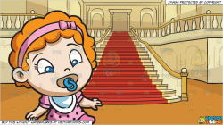 A Baby Girl Sucking Her Pacifier and A Grand Staircase ...