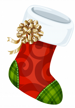 Christmas Stocking with Gold Bow PNG Picture | Gallery Yopriceville ...