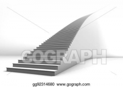 Clip Art - Tall white curved 3d illustrated staircase on ...