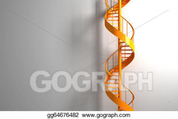 Clipart - Orange spiral staircase on the white wall. Stock ...