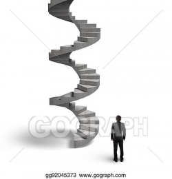 Stock Illustrations - Concrete spiral staircase with man ...