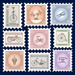 Retro postage, stamps clipart, old stamps, postage clipart, stamp clipart,  Retro postage clipart, scrapbooking postage stamps, car stamps