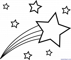 Outer Space Symbol Shooting Star Lineart Clip Art - Sweet Clip Art