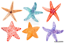 Set of watecolor starfish clipart