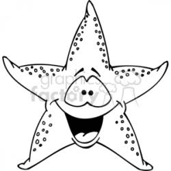 black and white happy starfish clipart. Royalty-free clipart # 377374