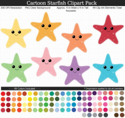 Love this cute ocean set of cartoon starfish clipart - Under ...