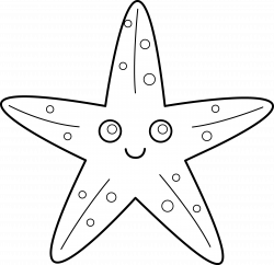 Cute Starfish Line Art - Free Clip Art