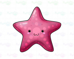 Kawaii Starfish Clipart, Sea Life Marine Starfishes Undersea Ocean  Saltwater Creature Colorful Download Clip Art, Commercial Use
