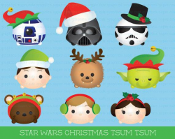 Christmas Tsum tsum clipart, star wars clipart, christmas STAR WARS  clipart, tsum tsum christmas clipart, party, christmas, printable