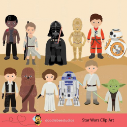 Starwars Clipart, Star Wars Clip Art, The Force Awakens Clipart, Starwars  Digital, R2D2, CP30, BB8, Light Saber Clipart, Star Wars Clipart